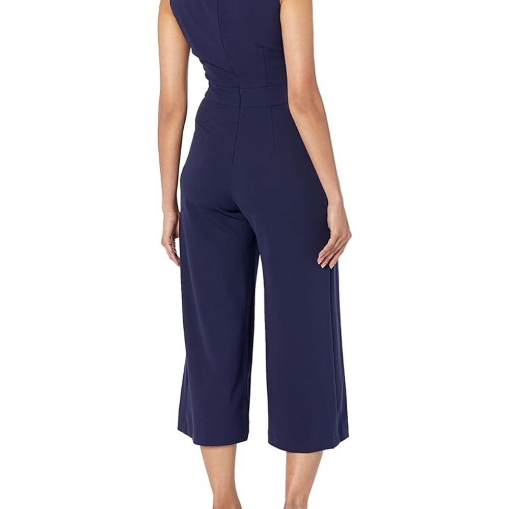 Karl Lagerfeld black wide leg crepe sleeveless jumpsuit size 6 - Picture 2 of 7
